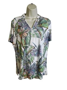 NWT Tribal Sport Tropical Leaf  Quarter Zip Golf Top
UPF 50 Sun Protection